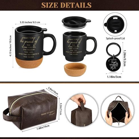 Dandat 3 Pcs Thank You Gift for Men Father's Day Appreciation Gift Leather Toiletry Bag May You Be Proud of the Work 15Oz Coffee Cup with Keychain for Male Teacher CNA Week Nurse Coworker(Brown) in Saudi Arabia
