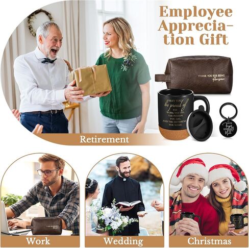 Dandat 3 Pcs Thank You Gift for Men Father's Day Appreciation Gift Leather Toiletry Bag May You Be Proud of the Work 15Oz Coffee Cup with Keychain for Male Teacher CNA Week Nurse Coworker(Brown) in Saudi Arabia