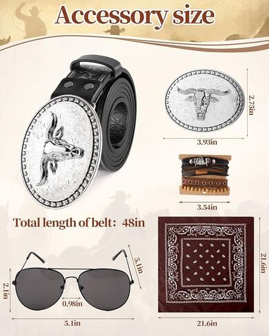 Western Cowboy Costume Outfit for Men,Cowboy Vest Buckle Belt Accessories for Halloween Cosplay Party in Kuwait