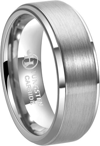 نطاقات الزفاف Hioleegi Mens Tungsten Carbide Rings Basic 8mm أسود Matt Classic ، مضاد للسرقة ودائم لجميع المناسبات لارتدائها ، حافة مصقولة مريحة ملائمة in Kuwait