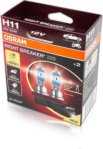 H11 Night Breaker 220 Halogen المصباح الأمامي 64211NB220-2HB 3900K 12V 62W PGJ19-2 | حزمة 2 in Kuwait