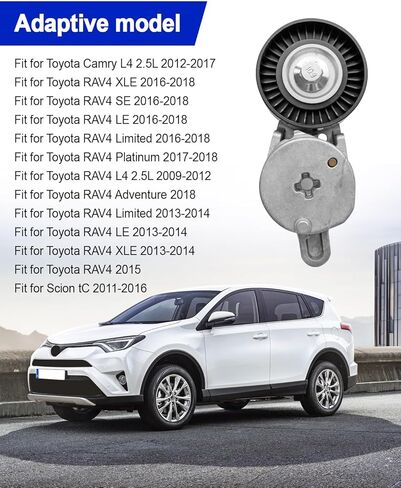 أدوات توتر حزام السربنتين مناسبة ل Toyota Scion TC Camry Rav4 Xle Se Le Platinum Adventure L4 2009-2018 ، مجموعة محرك حزام حزام سربنتين مع الشد استبدال 39106 49449 166200V020 in Kuwait
