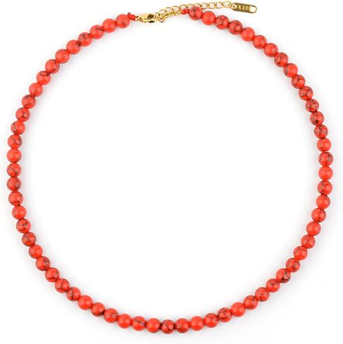 KIKLA Semi Precious Stone Beaded Choker Necklace 18K Gold Plated Natural Stone Strand Necklace Short Necklaces for Women in Saudi Arabia