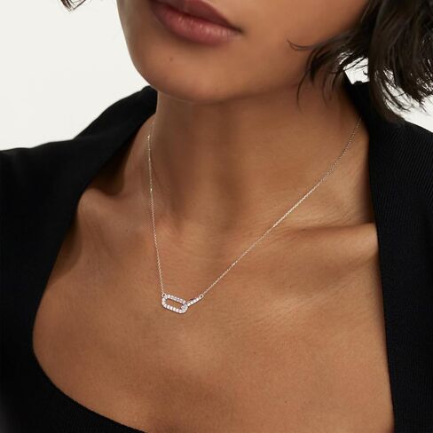 DAYBYDAY Paper Clip Necklace 925 Sterling Silver/Gold Plated Moissannite Paperclip Safty Pin Necklace for Women in Saudi Arabia