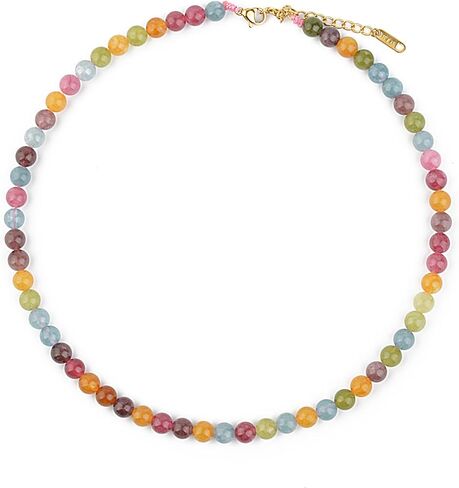 KIKLA Semi Precious Stone Beaded Choker Necklace 18K Gold Plated Natural Stone Strand Necklace Short Necklaces for Women in Saudi Arabia