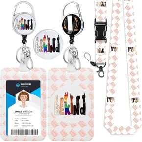 HASFINE Lanyard Badge Holder with Retractable Reel and 360° Rotation Belt Clip Funny Be Kind Breakaway Lanyard Design - Ideal for Nurses, Teachers, and Gifts