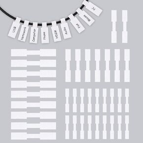 Zonon 90 Pieces Cable Label Charging Cord Label White Cable Tags Labels Self-Adhesive EVA Foam Waterproof Wire Labels for Electronics Computers Cable Management and Identification
