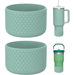 WUQID Heart Shaped Texture Silicone Boot Compatible with Stanle Quencher H2.0 & IceFlow Flip 20oz 30oz 40oz and Hydro Sport Flask 12-24oz, Anti-Slip Bottle Bottom Sleeve Cover