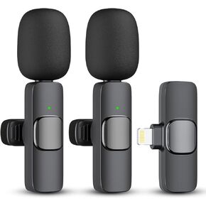 O'rengela 2 Pack Wireless Lavalier Microphones for iPhone, iPad - Crystal Clear Sound Quality for Recording, Live Streaming, YouTube, Facebook, TikTok