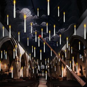 Floating Candles with Wand, 20 PCs Magic Hanging Candles, Flameless Floating LED Candle with Wand Remote, Battery Operated Flickering Warm Light Candles for Theme Party Decorations Birthday Gift in Saudi Arabia