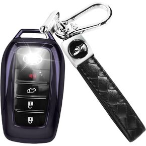 QBUC for Toyota Key fob Cover Case with Keychain,fit for 2021-2024 Toyota Venza RAV4 Prime Sienna Tundra Corolla Cross Land Cruiser Fortuner Mirai(Silver)