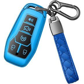 Sindeda for Ford Key Fob Cover with Keychain Premium Soft TPU Full Protection Key Case Shell Compatible with 2013-2016 Ford Fusion 2015-2017 Ford Mustang F-150 Explorer(Pink)