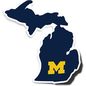 University of Michigan Sticker Wolverines UM U of M Go Blue Hail Vinyl Decal Laptop Water Bottle Car Scrapbook (State Border Sticker)