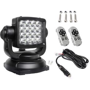 EXZEIT 80W Led Searchlight for Boat Marine, 8000Lumens Spotlight with Wireless Remote, Magnetic Base, Cigarette Lighter Cable, Great for Rescue Restoration Offroad Lighting