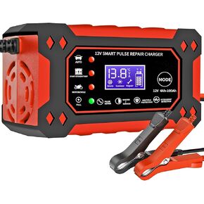 12V 6-Amp Car Battery Charger, Trickle Charger and Maintainer, Smart Fully Automatic Battery Charger w/Temperature Compensation, Battery Pulse Repair and Desulfator for Most Lead Acid Batteries