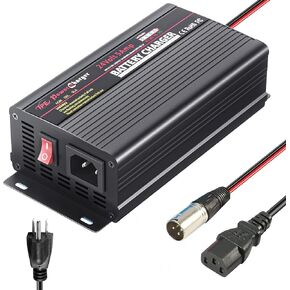 24V 5Amp Smart Automatic Battery Charger, Portable Battery Maintainer with XLR Connector for Car Boat Lawn Mower Marine Wheelchair Motorcycle eBike Black