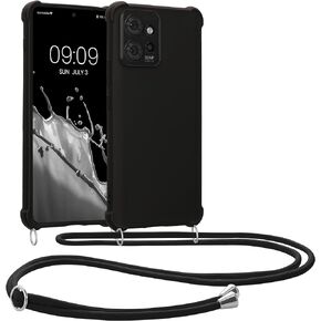 kwmobile Crossbody Case Compatible with Motorola ThinkPhone Case - TPU Silicone Cover with Strap - Black