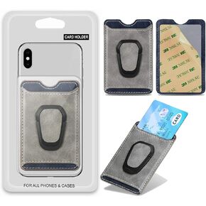 Phone Card Holder RFID Blocking Sleeve, Magnetic Kickstand Pu Leather Back Stick-On Adhesive Credit Cards & Cash Phone Wallet for Most of Smartphones iPhone/Android/Samsung/Moto-Blue