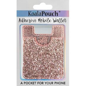 Glitter Koala Pouch - Phone Card Holder, Stick On Wallet (Pink)