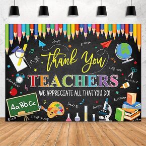 MEHOFOND 7x5ft Thank You Teachers Backdrop Banner Teacher Appreciation Week Party Background Thank You Teachers We Appreciate All That You Do Decoration Banner School Classroom Photo Booth Backdrop