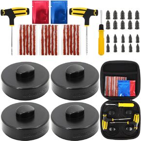 وسادة جاك السيارة لبورشه 911 964 993 996 997 كايمان 718 بوكستر، 4 قطع من المطاط جاك وسادة محول الصولجان حامي نقطة الاصطياد، طقم إصلاح ثقب الإطارات التلقائي مع صندوق تخزين in Kuwait