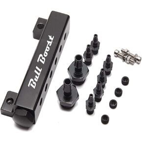 Bull Boost 6 Port Vacuum Block Intake Manifold Fuel Gas Turbo Boost NOS Black (1/8")