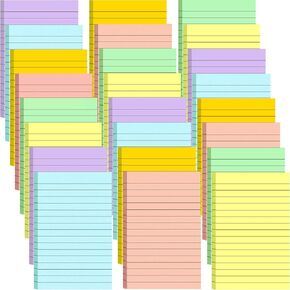 24 Pack Lined Sticky Notes 4X6 in Self Sticky Note Pads Colorful Post Stickies for Office, Home, School, Meeting, 50 Sheets/pad, (Bright Color)