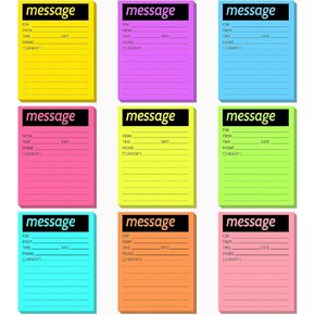 9 Pieces Telephone Message Sticky Notes Pads 4 x 5 Inch Assorted Neon Colors Sticky Notes Urgent Notes Self Stick Note Pads for Work Call, Office Supplies, 50 Sheets/Pack (Fluorescent Colors)