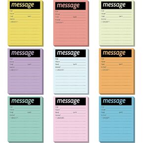 9 Pieces Telephone Message Sticky Notes Pads 4 x 5 Inch Assorted Neon Colors Sticky Notes Urgent Notes Self Stick Note Pads for Work Call, Office Supplies, 50 Sheets/Pack (Fluorescent Colors)