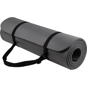 سجادة اليوغا BalanceFrom BFGY-AP6BLK Go Yoga لجميع الأغراض مضادة للتمزق مع حزام للحمل، أسود، مقاس واحد