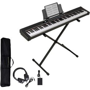 Keyboard Piano 88 Key Semi Weighted Electric Piano Keyboard, Digital Piano for Beginners with Bluetooth, MIDI/USB/MP3, Stand, Case, Sustain Pedal, Headphones, Power & Battery Supply, Black in Kuwait