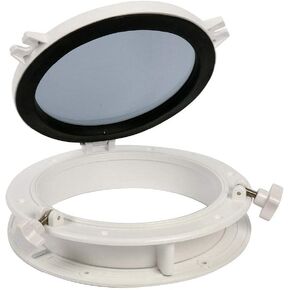 Amarine Made Boat Window Yacht Round Opening Portlight Porthole Window 10" Replacement Window Port Hole - ABS, Tempered Glass -Marine/Boat/rv Portlight Hatch, Color: White, Black (White)