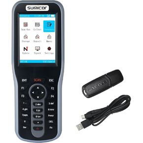 Barcode Scanner 1D & 2D QR Code PDF417 Reader, Wireless 2.4 Ghz Handheld Cordless Rechargeable Inventory Barcode Scanner with 2.8'' HD Screen and Keybord for Stocktaking (2D)