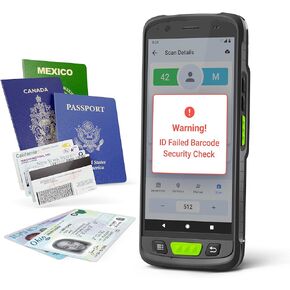 9000 ID Passport Scanner – Touchless Handheld Scanning Solution with VeriScan Basic Software for Age Verification & Visitor Management – Free Charging Cradle, Screen Protector & Wrist Strap