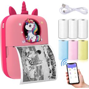 Portable Thermal Printer, Mini Stick Printer, Bluetooth Pocket Printer Compatible with Android & iOS, Mobile Thermal Printer for Journal, School Note, Photo, Pink