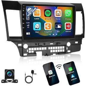 [2+32G] Android 13 Car Stereo for Mitsubishi Lancer 2008-2017 with Apple Carplay&Android Auto,10.1 Inch Car Radio with Mirror Link Bluetooth FM/RDS Radio WiFi GPS SWC Dual USB+AHD Backup Camera