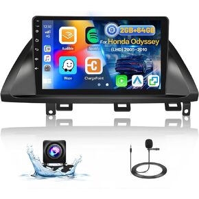 Roinvou 2+64G Android Radio Dash Kit for Honda Odyssey 2005-2010, 10.1" Touchscreen CarPlay Android Auto with HiFi GPS Navigation Bluetooth WiFi FM RDS Radio Backup Camera