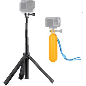Aluminum Waterproof Selfie Stick Tripod Pole Stand + Floating Handle Grip for GoPro Hero 12, 11, 10, 9, 8, 7, 6, 5, 4, 3, GoPro Max, Fusion, Session, OSMO 2 3 4, Insta360 Action Cameras
