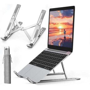 AiTodos Portable Laptop Stand, Aluminum Alloy Laptop Stand for Desk, Easy to Carry, Ventilated and Heat Dissipated, Non-Slip Rubber, 6-Level Adjustable Foldable Laptop Stand (8''-16'' Laptop) in Saudi Arabia