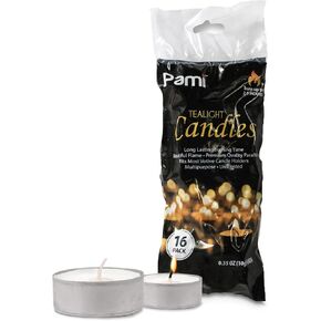 مجموعة 50 شموع شموع طويلة الأمد من PAMI - شموع شاي غير معطرة مع وقت احتراق يصل إلى 2.5 ساعة - شموع بارافين مع لهب جميل - شموع مستديرة مثالية لحاملي الشموع النذرية