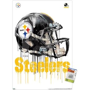 Trends International NFL Pittsburgh Steelers - Drip Helmet 20 Wall Poster with Push Pins, 22.375" x 34"