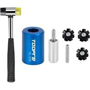 7 PCS Bike Bicycle Fork Star Nut Setting Installer Install Tool with 3 Free Star Nuts, Bike Fork Installer Setting Tool and Rubber Hammers with Star Nuts, MTB Star Nut Tool