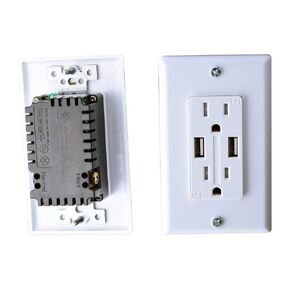 RV Designer S860, AC Dual Outlet with Cover & 2 USB Charge Ports, Black