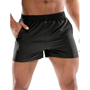 MIER Men's 3 Inch Athletic Running Shorts with Brief Liner Quick Dry Gym Active Workout Lined Shorts with Zipper Pocket