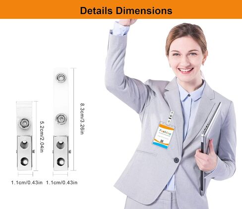 Fushing 150Pcs Metal Badge Clips with Clear PVC Straps for ID Cards and Badge Holders in Saudi Arabia