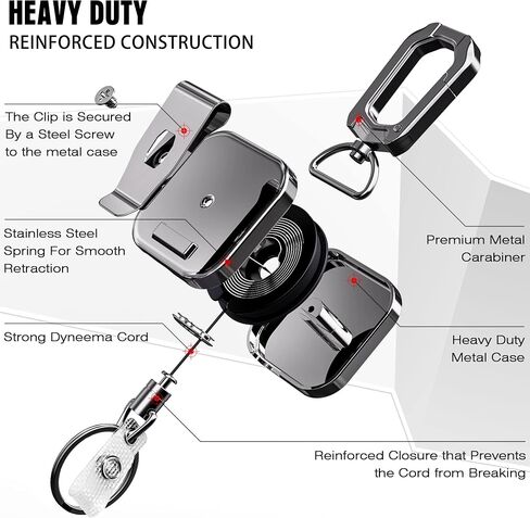 ELV Retractable ID Badge Holder Badge Reel, Retractable Keychain, 30 Inches Dyneema Cord with Belt Clip, Hold 15 Keys & Tools in Saudi Arabia
