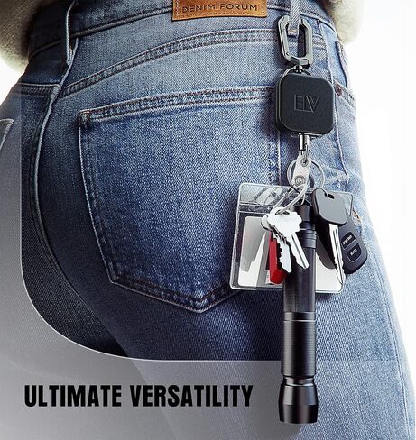 بكرة مفاتيح حامل شارة الهوية قابلة للسحب ذاتيًا من ELV، هيكل معدني عالي التحمل، سلك داينيما 30 بوصة، سلسلة مفاتيح بحلقة مع مشبك حزام، تحمل ما يصل إلى 15 مفتاحًا وأدوات in Kuwait