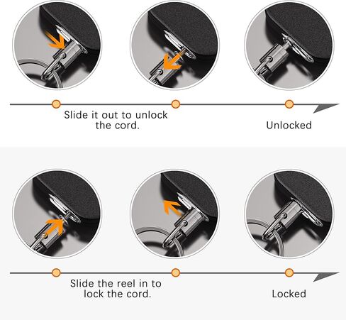 بكرة مفاتيح حامل شارة الهوية قابلة للسحب ذاتيًا من ELV، هيكل معدني عالي التحمل، سلك داينيما 30 بوصة، سلسلة مفاتيح بحلقة مع مشبك حزام، تحمل ما يصل إلى 15 مفتاحًا وأدوات in Kuwait