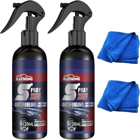 رذاذ طلاء السيارة السيراميكي 3 في 1، رذاذ طلاء السيارة السريع 3 في 1 عالي الحماية، عامل تجديد الأجزاء البلاستيكية، رذاذ طلاء سريع المفعول، غسيل بدون ماء، تقنية النانو (قطعتان * 120 مل) in Kuwait