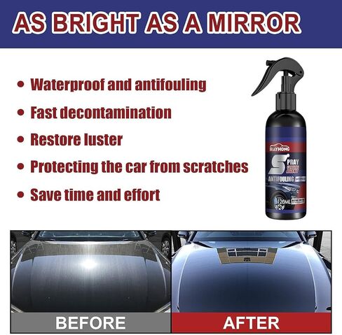 رذاذ طلاء السيارة السيراميكي 3 في 1، رذاذ طلاء السيارة السريع 3 في 1 عالي الحماية، عامل تجديد الأجزاء البلاستيكية، رذاذ طلاء سريع المفعول، غسيل بدون ماء، تقنية النانو (قطعتان * 120 مل) in Kuwait